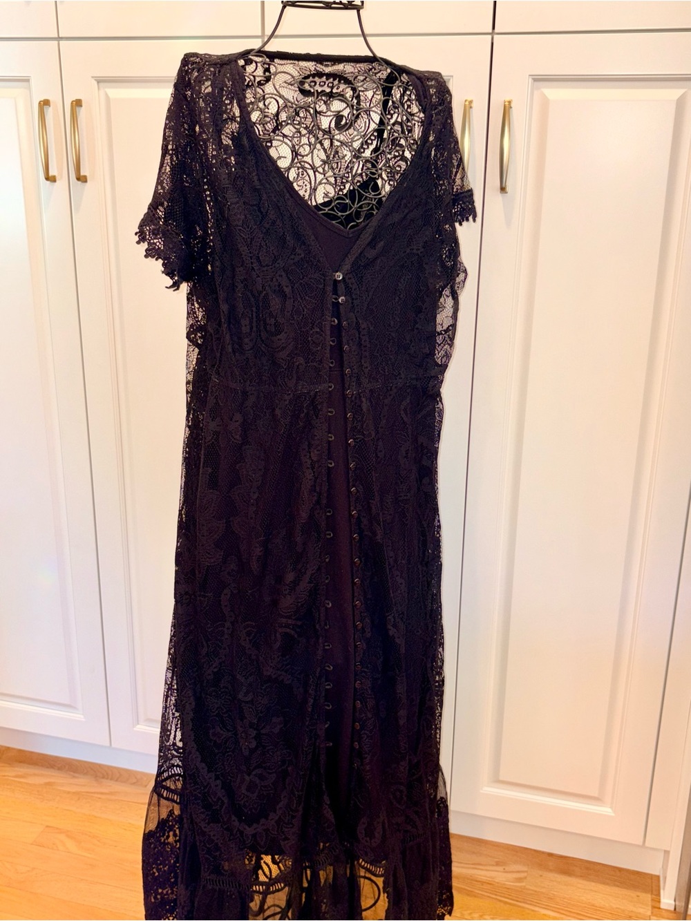Torrid Black Lace Button-Front two piece Maxi dress.